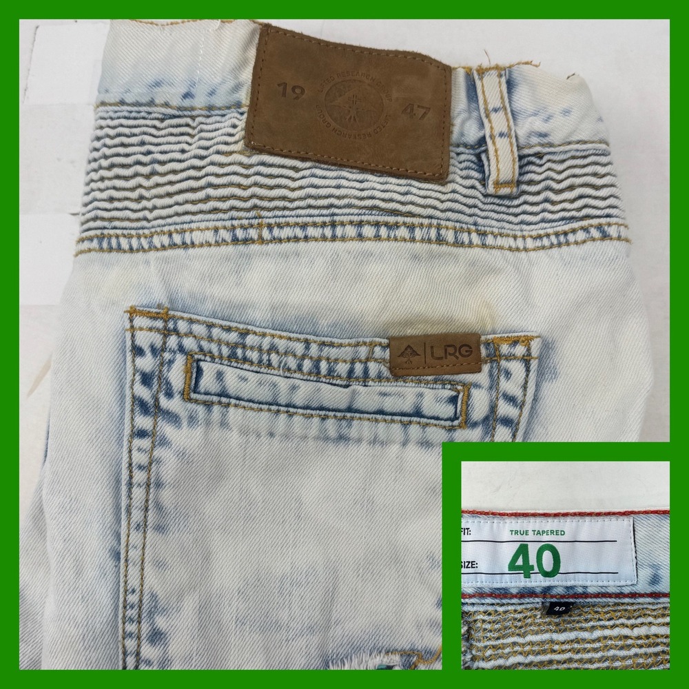 LRG‎ Lifted Research Group True Tapered Distressed Bleach Wash Moto Jeans 40